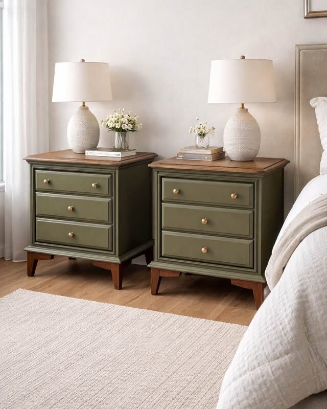 Dark Olive Solid Maple/Walnut Nightstands