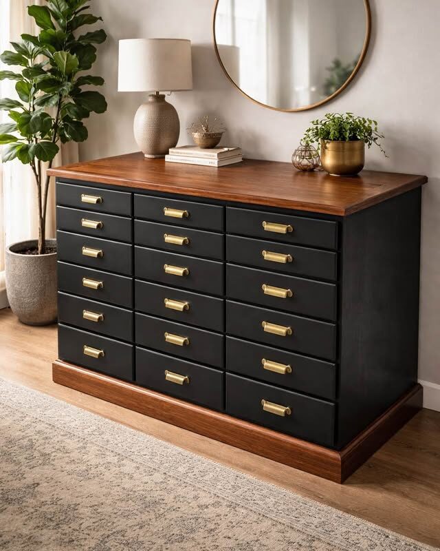 Circa 1930s | 18 Drawer Walnut Apothecary/ Haberdashery